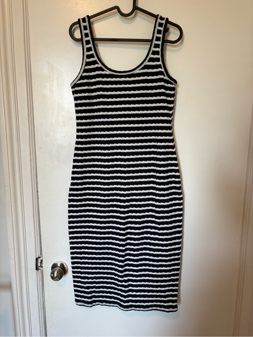 Navy & White Striped Tank Midi Dress